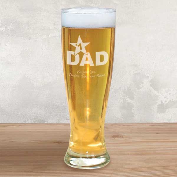 #1 Dad Personalized Pilsner Glass 