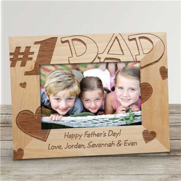 #1 Dad Personalized Wood Picture Frame 