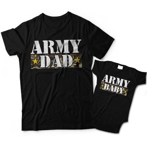 Army Dad and Army Baby Matching Dad and Baby Shirts 