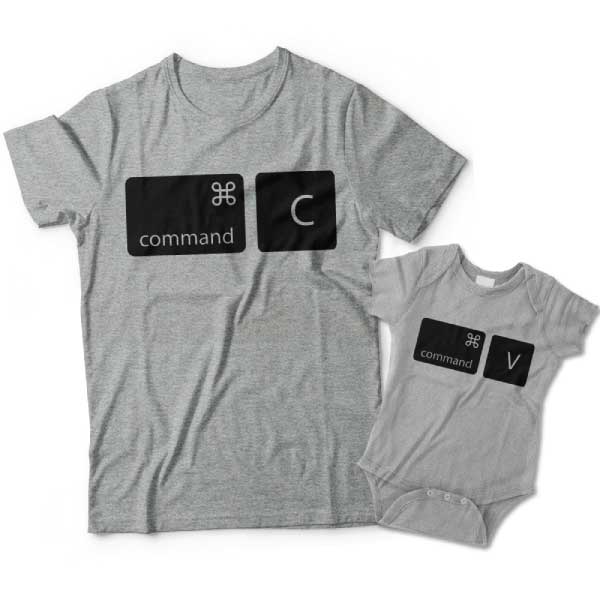 Command C and Command V Copy and Paste Father and Child Shirts 
