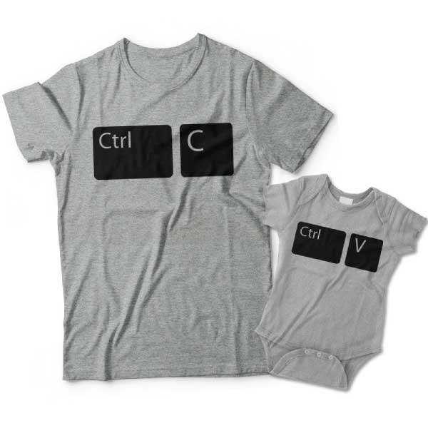 Control C and Control V Copy/Paste Matching Father and Child Shirts 