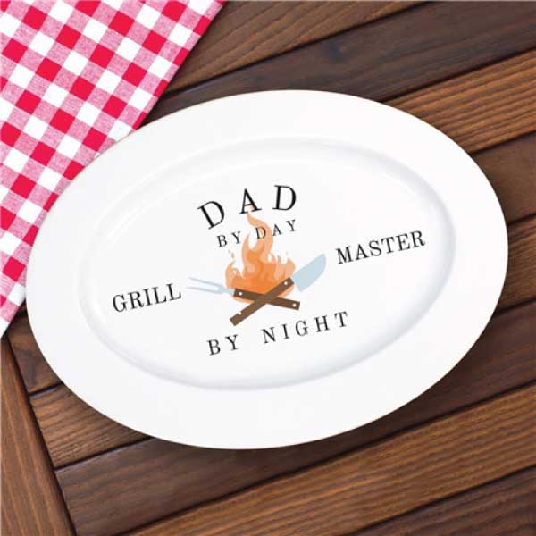 Dad By Day Grill Master By Night BBQ Flames Platter 