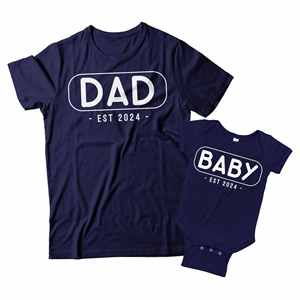 Dad Established 2024 and Baby Established 2024 Matching Father and Baby Shirts 