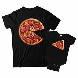 Dad Pizza and Baby Pizza Slice Matching Father and Baby Shirts 
