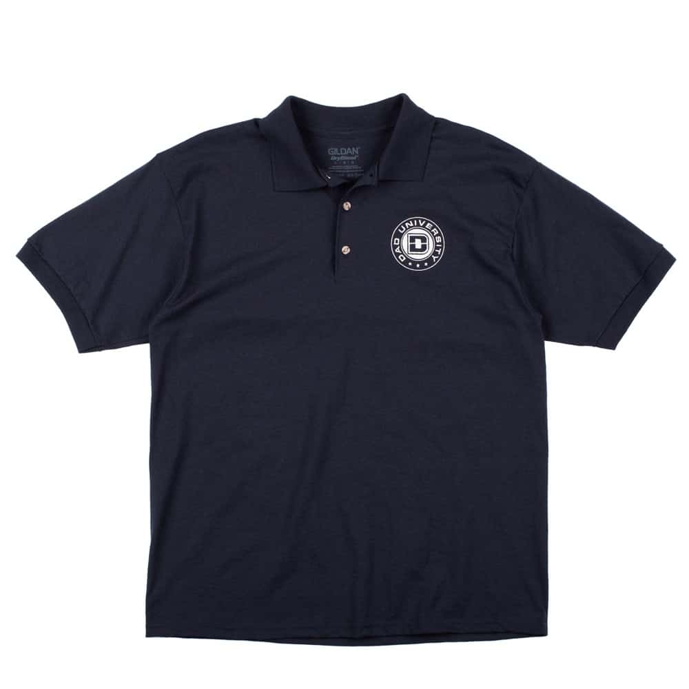 Dad University Navy Blue Jersey Knit Polo Golf Shirt 