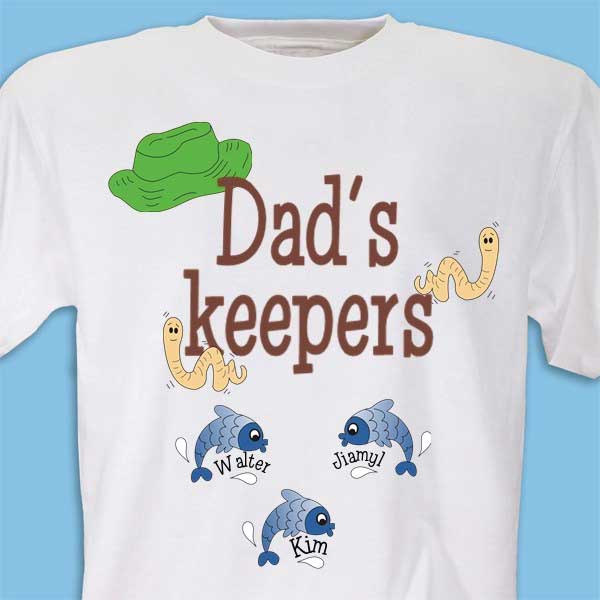 Dads Keepers Fisherman Personalized T-Shirt 