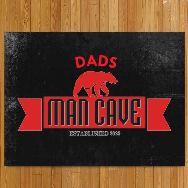 Dads Man Cave Established Date Door Mat 