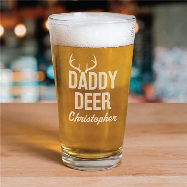 Daddy Deer Engraved Beer Pint Glass 