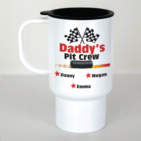 Daddys Pit Crew Personalized Travel Mug 