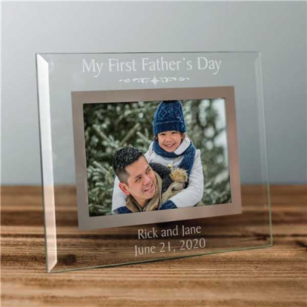First Fathers Day Dad & Child Name Engraved Picture Frame 