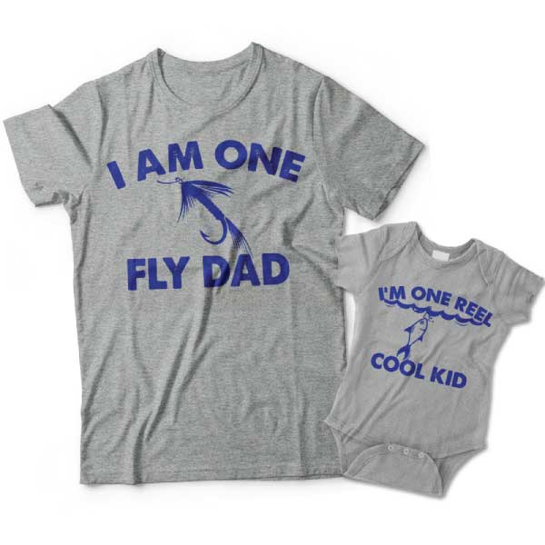 Im One Fly Dad and Im One Reel Cool Kid Matching Dad and Child Shirts 