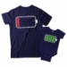 Low Battery and Battery Full Matching Dad and Baby Shirts - DDS1039-1040