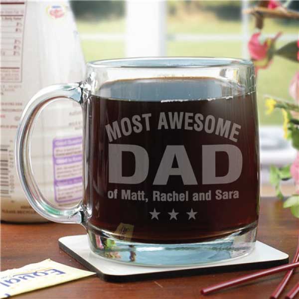 Most Awesome Dad Personalized Engraved Glass Mug 