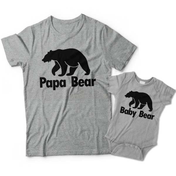 Papa Bear and Baby Bear Dad and Child Matching Shirts 