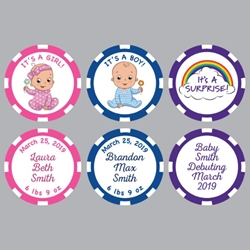 Personalized Gender Reveal Poker Chips 