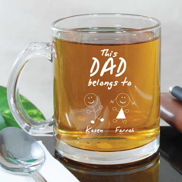 This Dad Belongs To Personalized Engraved Glass Mug 