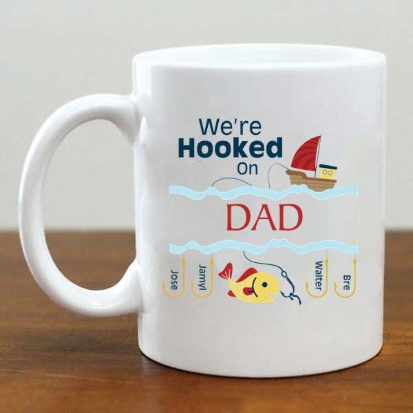 Were Hooked on Dad Personalized Ceramic Mug 